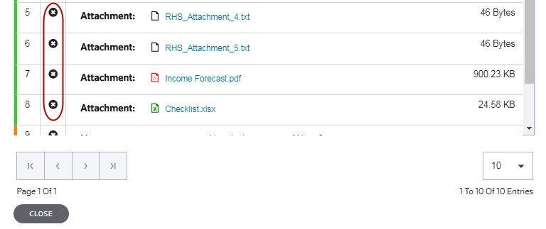 Screen capture showing how to delete notes in the View All pop-up.